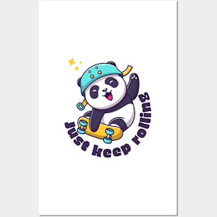 Adorable cute panda kawaii | just keep rolling Posters and Art